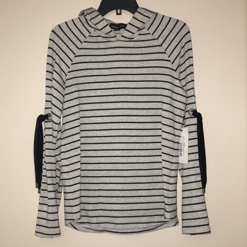 Fifteen Twenty tie sleeve strip hoodie